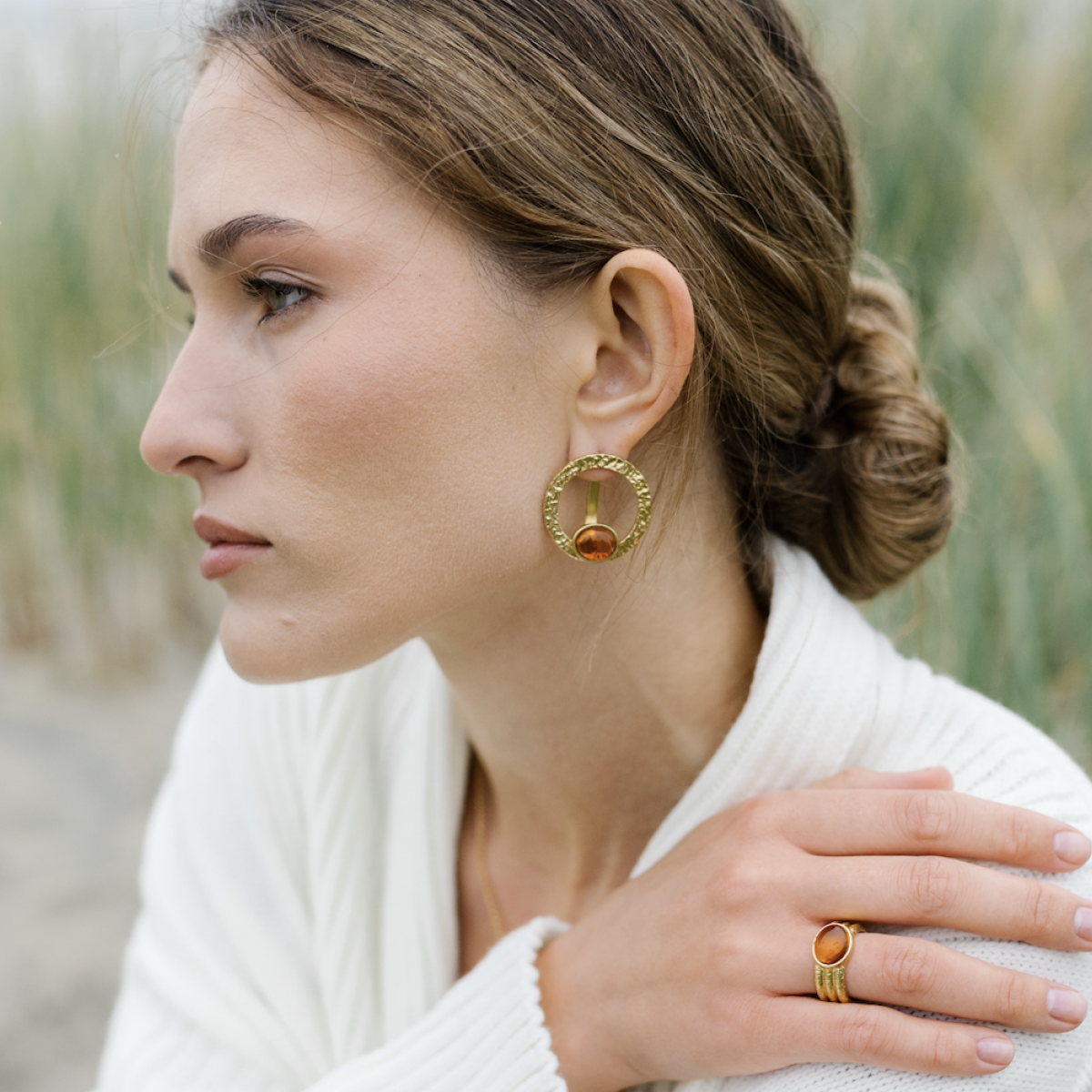 Silver earrings with amber E31004ZK