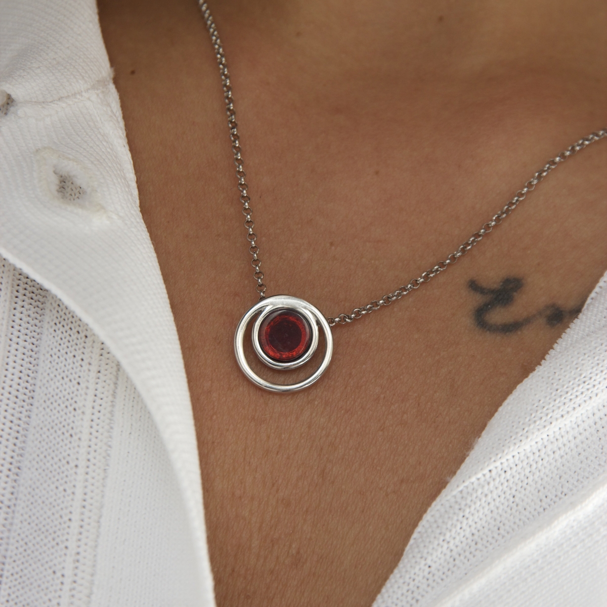 Silver pendant with amber P9171SV