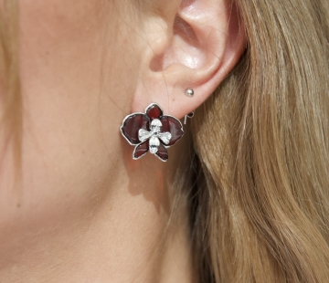 Silver earrings with amber E9211SV Silver earrings with amber E9211SV