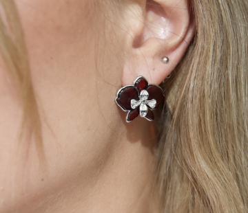 Silver earrings with amber E9211SV Silver earrings with amber E9211SV