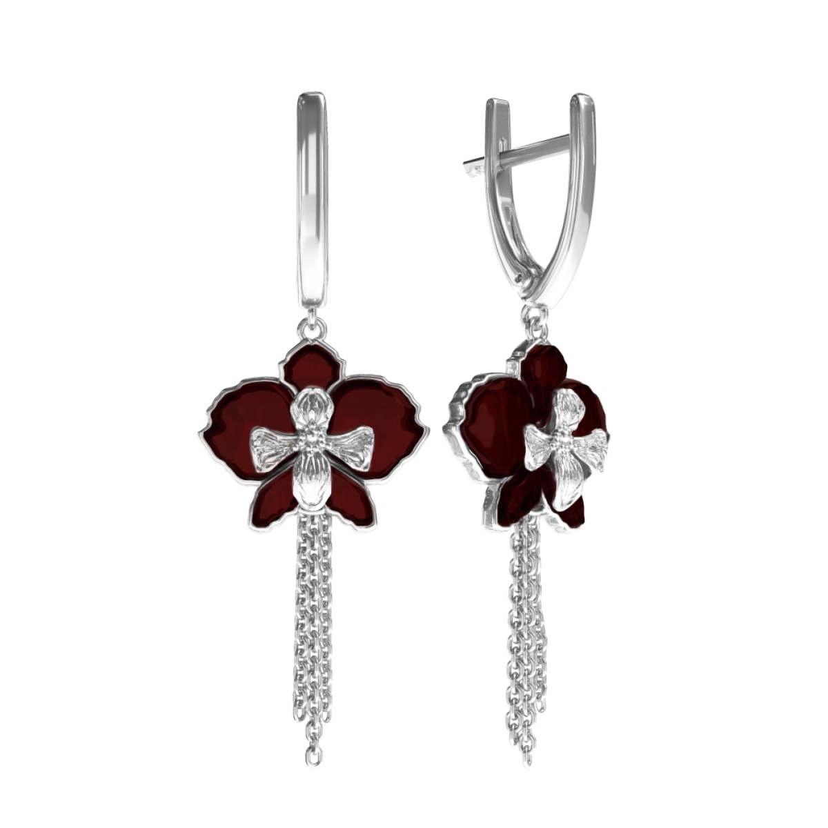 Silver earrings with amber E9224SV