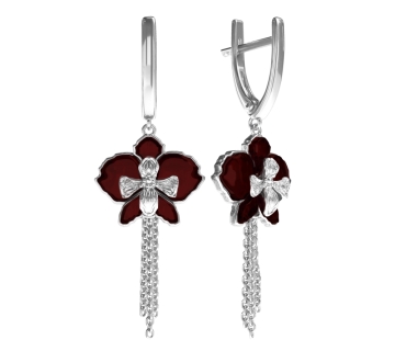 Silver earrings with amber E9224SV