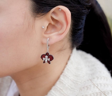 Silver earrings with amber E9225SV