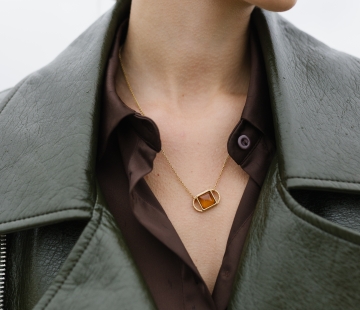 Silver necklace with amber N30028ZK Silver necklace with amber N30028ZK