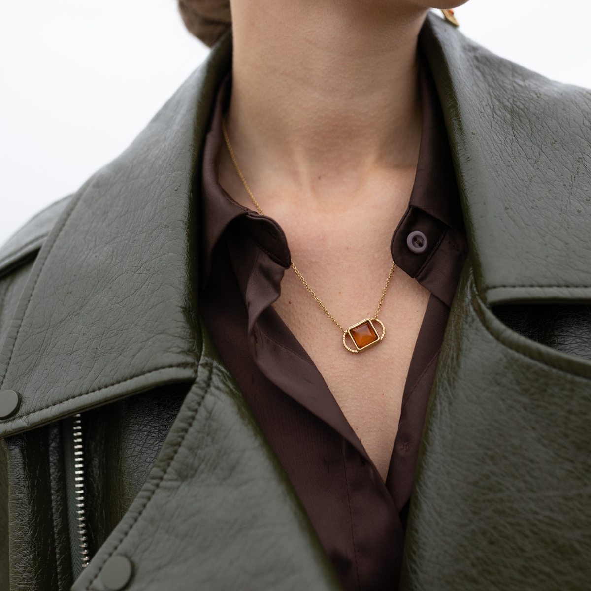 Silver necklace with amber N30028ZK Silver necklace with amber N30028ZK