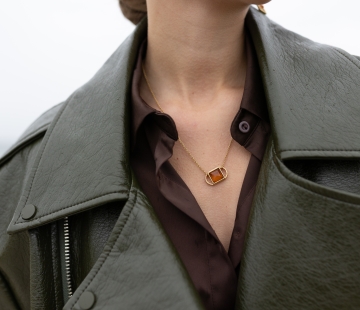 Silver necklace with amber N30028ZK Silver necklace with amber N30028ZK
