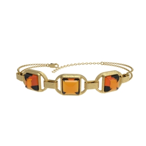 Серебряный браслет  с янтарем W31028ZK