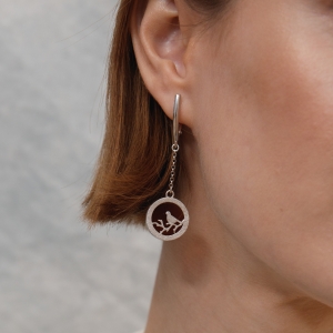 Серебряные серьги с янтарём E10099-1RV