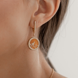 Серебряные серьги с янтарём E10009-1ZK Серебряные серьги с янтарём E10009-1ZK