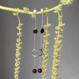 Серебряные серьги с янтарём E10011RV