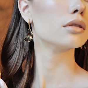 Silver earrings with amber E9150-1ZO