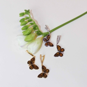 Серебряные серьги с янтарём E9152-1ZO