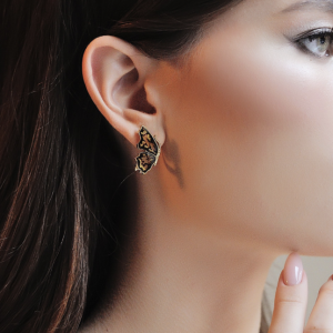 Серебряные серьги с янтарём E9151ZO