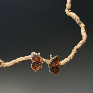 Серебряные серьги с янтарём E9154ZO