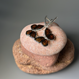 Серебряные серьги с янтарём E9154-1RO