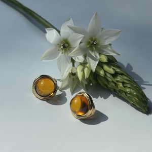 Серебряные серьги с янтарём E000007ZK