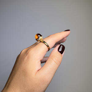 Silver ring with amber R000024ZK