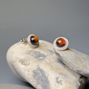 Серебряные серьги с янтарём E000021-3RV