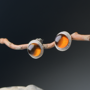 Серебряные серьги с янтарём E000021-2RV