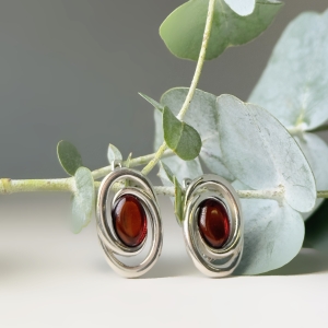 Серебряные серьги с янтарём E20041RV Серебряные серьги с янтарём E20041RV