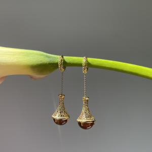 Серебряные серьги с янтарём E000025ZK Серебряные серьги с янтарём E000025ZK