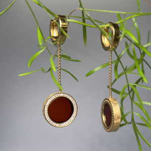 Серебряные серьги с янтарём E000035OV Серебряные серьги с янтарём E000035OV