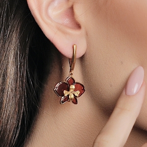 Серебряные серьги с янтарём E9225ZK Серебряные серьги с янтарём E9225ZK