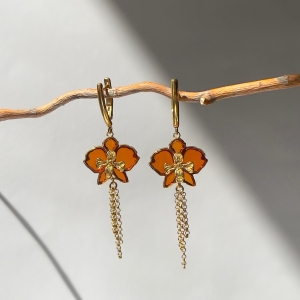 Серебряные серьги с янтарём E9224ZK