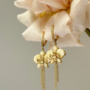 Серебряные серьги с янтарём E9224ZM