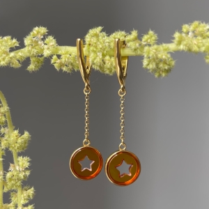 Серебряные серьги с янтарём E9228ZK Серебряные серьги с янтарём E9228ZK