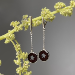 Серебряные серьги с янтарём E9228RV Серебряные серьги с янтарём E9228RV