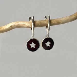 Серебряные серьги с янтарём E9227RV Серебряные серьги с янтарём E9227RV