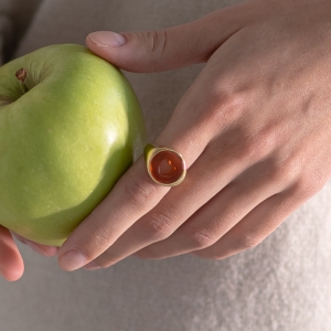 Кольцо серебряное с янтарём R9230ZK