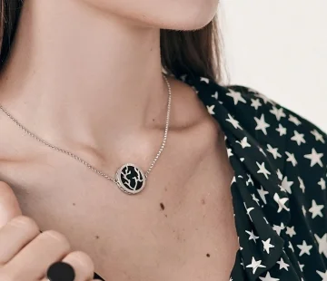 Колье серебряное с янтарём N10009RV