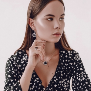 Колье серебряное с янтарём N10009RV