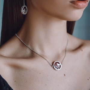 Колье серебряное с янтарём N10009-1RV