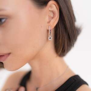 Серебряные серьги с янтарём E20006RV