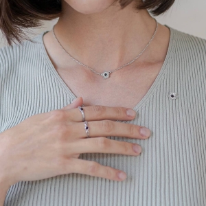 Колье серебряное с янтарём N20005RV