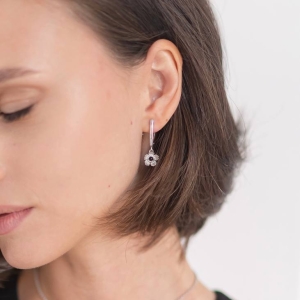 Серебряные серьги с янтарём E20006RV Серебряные серьги с янтарём E20006RV