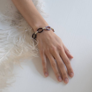 Браслет серебряный с янтарём W9103RO