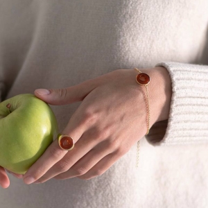 Браслет серебряный с янтарём W9230ZK