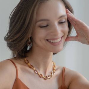 Колье серебряное с янтарём N9103ZO