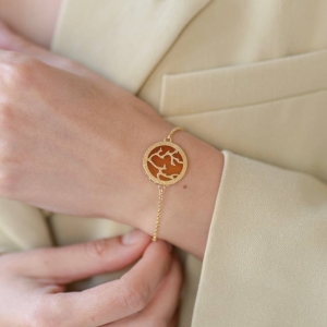 Браслет серебряный с янтарём W9277ZK