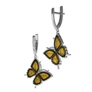 Серебряные серьги с янтарём E9153-1RO