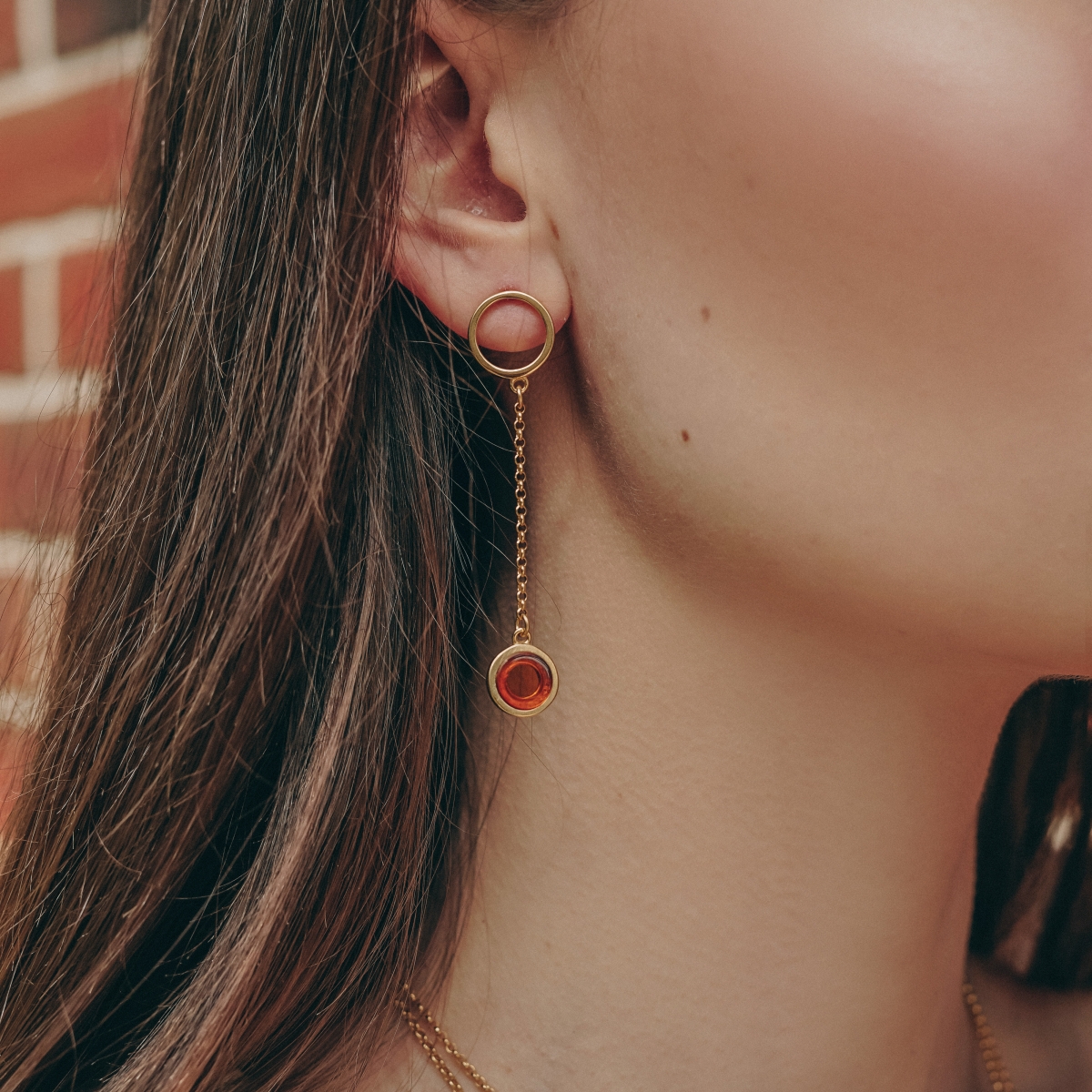 Silver earrings with amber E9281ZK