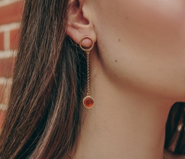 Silver earrings with amber E9281ZK