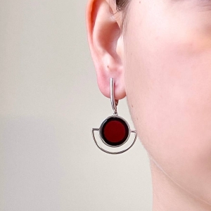 Серебряные серьги с янтарём E9289RV