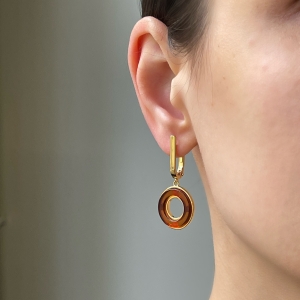 Серебряные серьги с янтарём E9482ZK