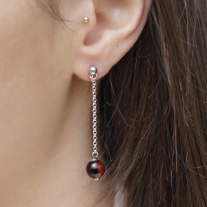 Серебряные серьги с янтарём E9192SV