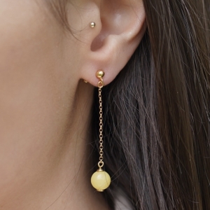 Серебряные серьги с янтарём E9192ZM